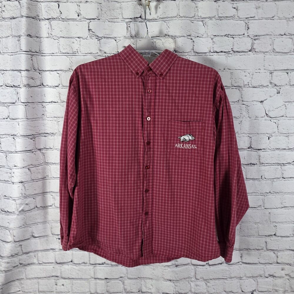 Vintage Red Oak Arkansas Razorbacks Polo Shirt Men XL Beige Crimson Collared WPS